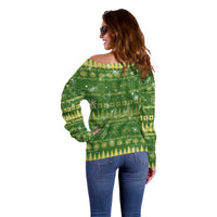 Merry Christmas Switzerland Off Shoulder Sweater Xmas Travel Map - Wonder Print Shop