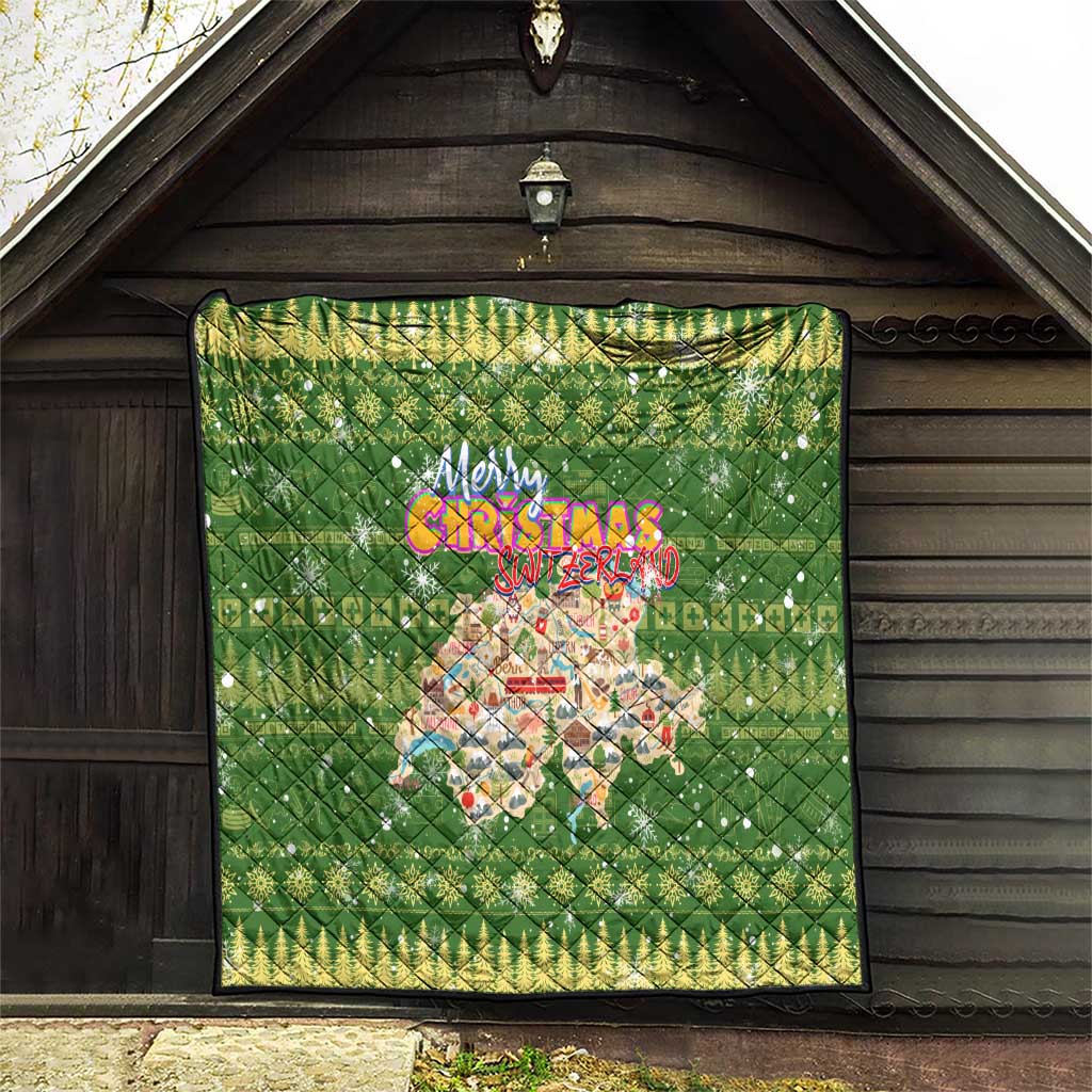 Merry Christmas Switzerland Quilt Xmas Travel Map - Wonder Print Shop