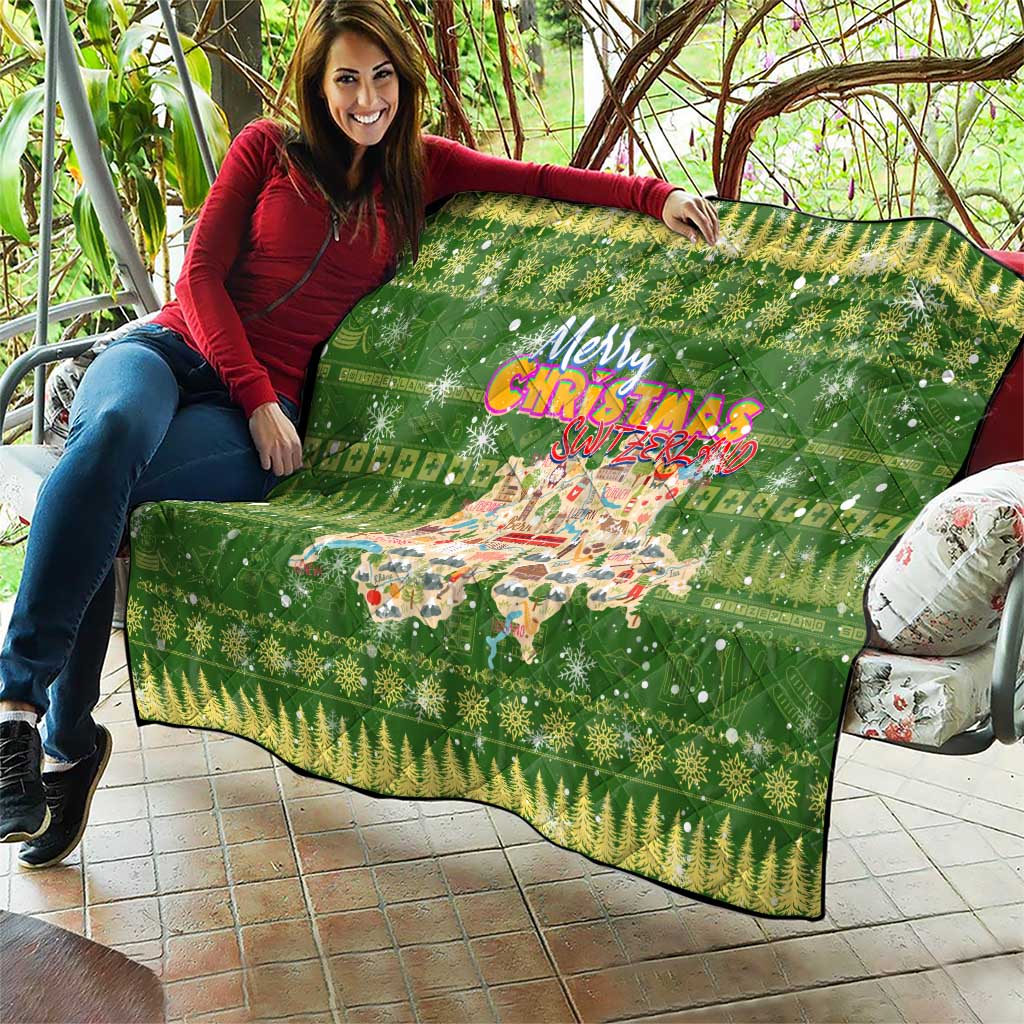 Merry Christmas Switzerland Quilt Xmas Travel Map - Wonder Print Shop