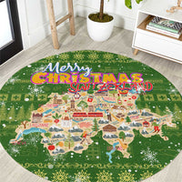 Merry Christmas Switzerland Round Carpet Xmas Travel Map - Wonder Print Shop