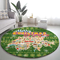 Merry Christmas Switzerland Round Carpet Xmas Travel Map - Wonder Print Shop