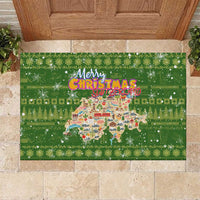 Merry Christmas Switzerland Rubber Doormat Xmas Travel Map - Wonder Print Shop