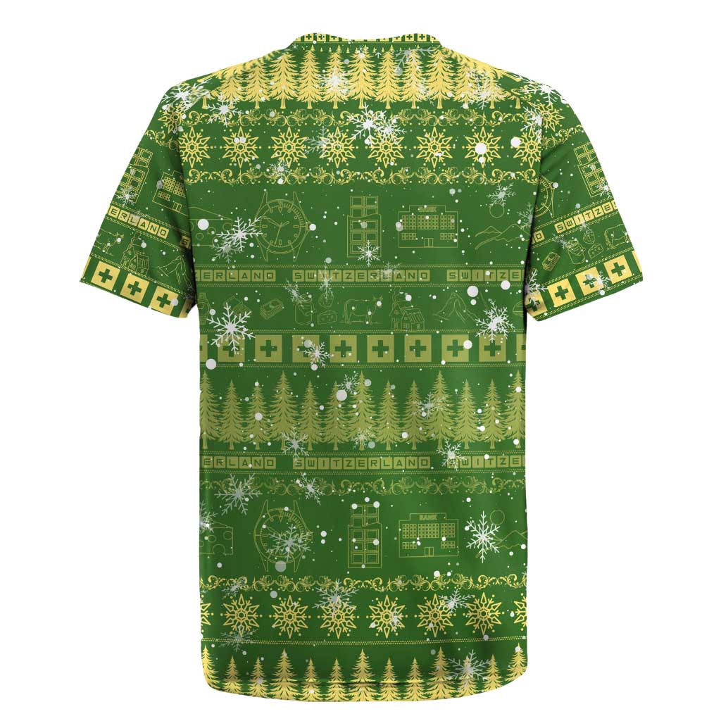 Merry Christmas Switzerland Rugby Jersey Xmas Travel Map - Wonder Print Shop