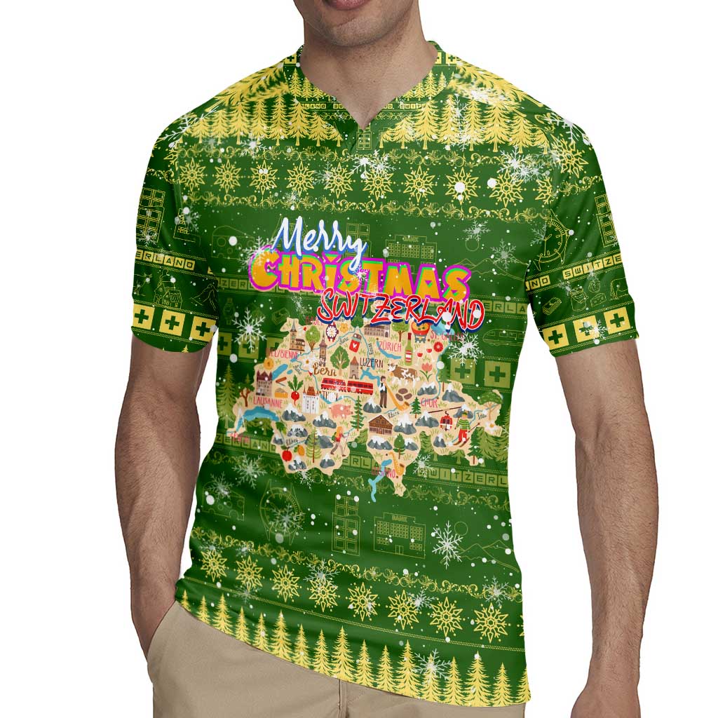 Merry Christmas Switzerland Rugby Jersey Xmas Travel Map - Wonder Print Shop