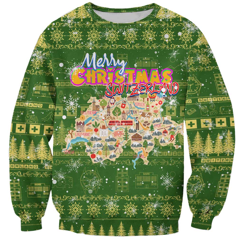 Merry Christmas Switzerland Sweatshirt Xmas Travel Map - Wonder Print Shop