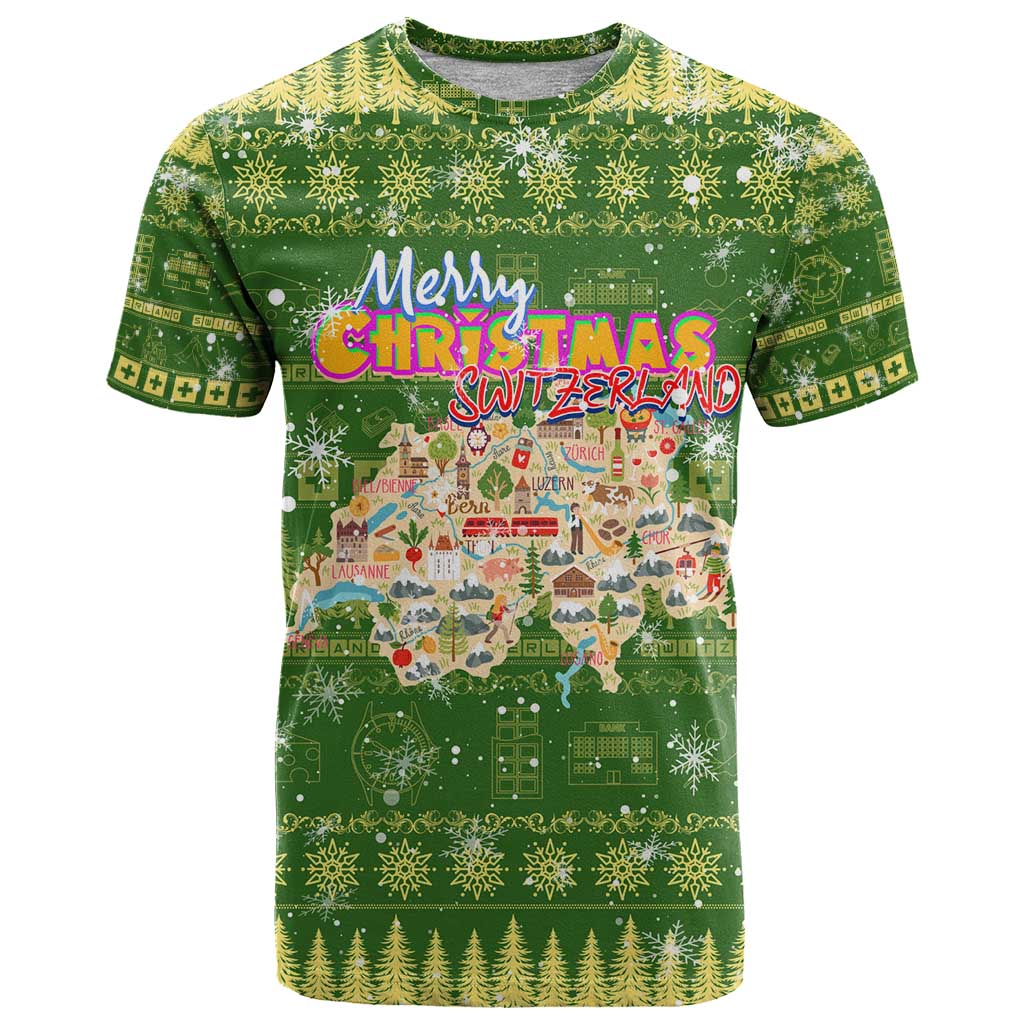 Merry Christmas Switzerland T Shirt Xmas Travel Map - Wonder Print Shop