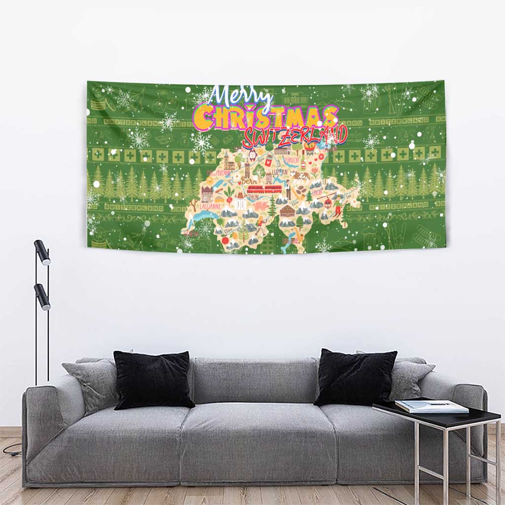 Merry Christmas Switzerland Tapestry Xmas Travel Map - Wonder Print Shop