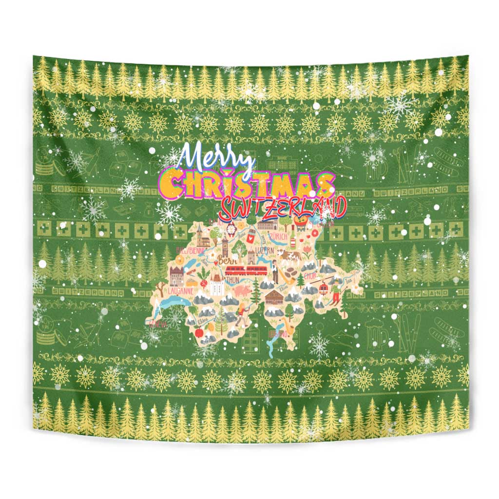 Merry Christmas Switzerland Tapestry Xmas Travel Map - Wonder Print Shop