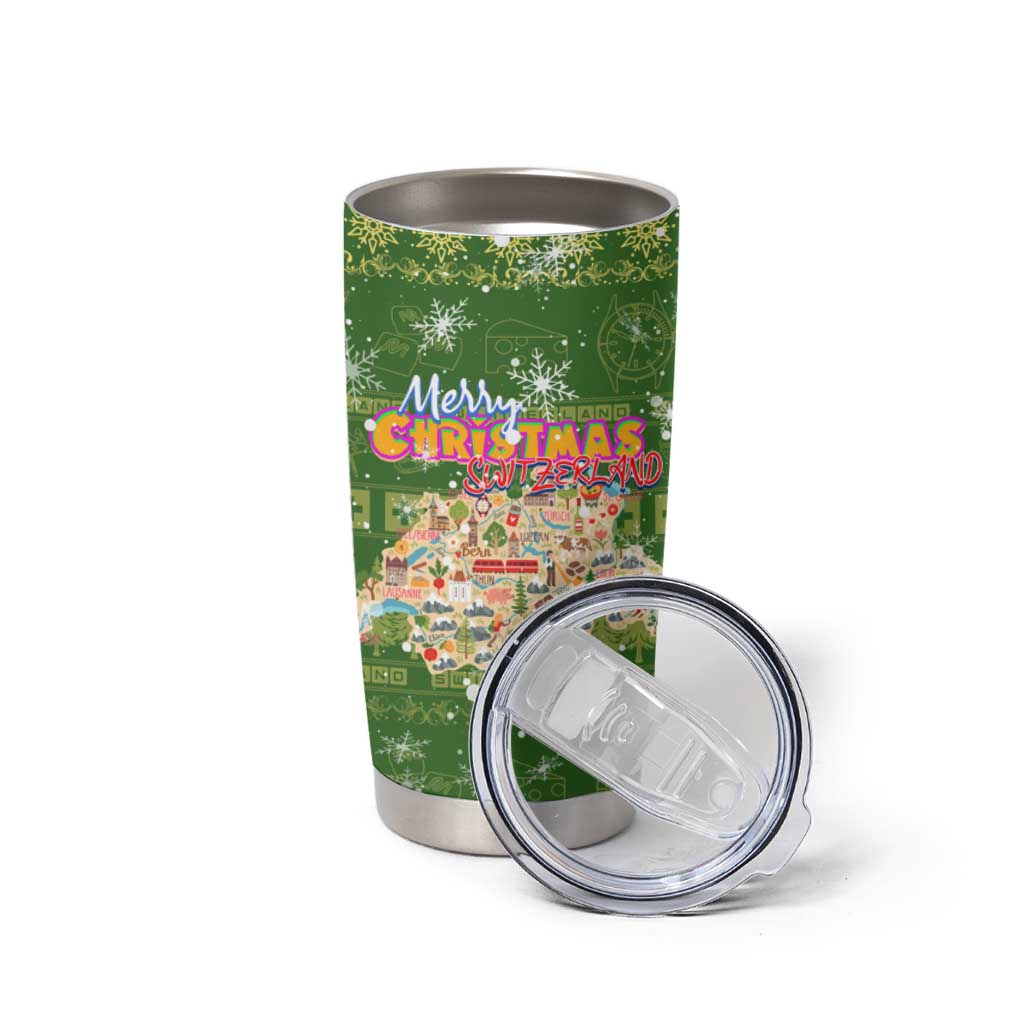 Merry Christmas Switzerland Tumbler Cup Xmas Travel Map - Wonder Print Shop