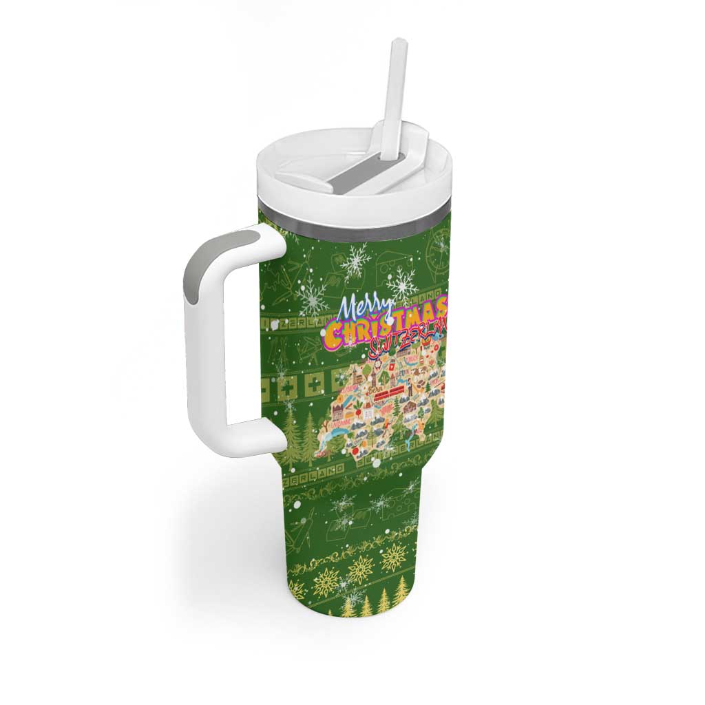 Merry Christmas Switzerland Tumbler With Handle Xmas Travel Map - Wonder Print Shop