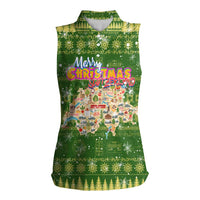 Merry Christmas Switzerland Women Sleeveless Polo Shirt Xmas Travel Map - Wonder Print Shop