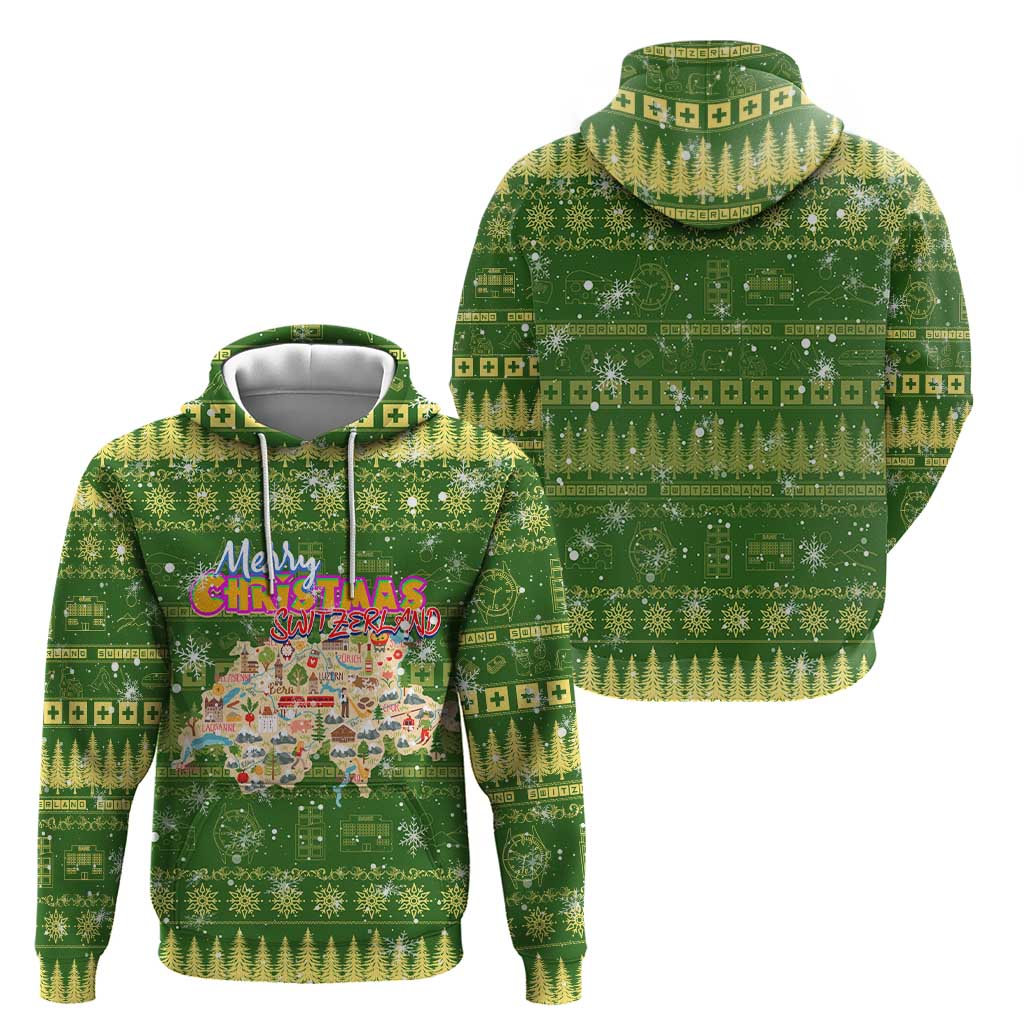Merry Christmas Switzerland Zip Hoodie Xmas Travel Map - Wonder Print Shop