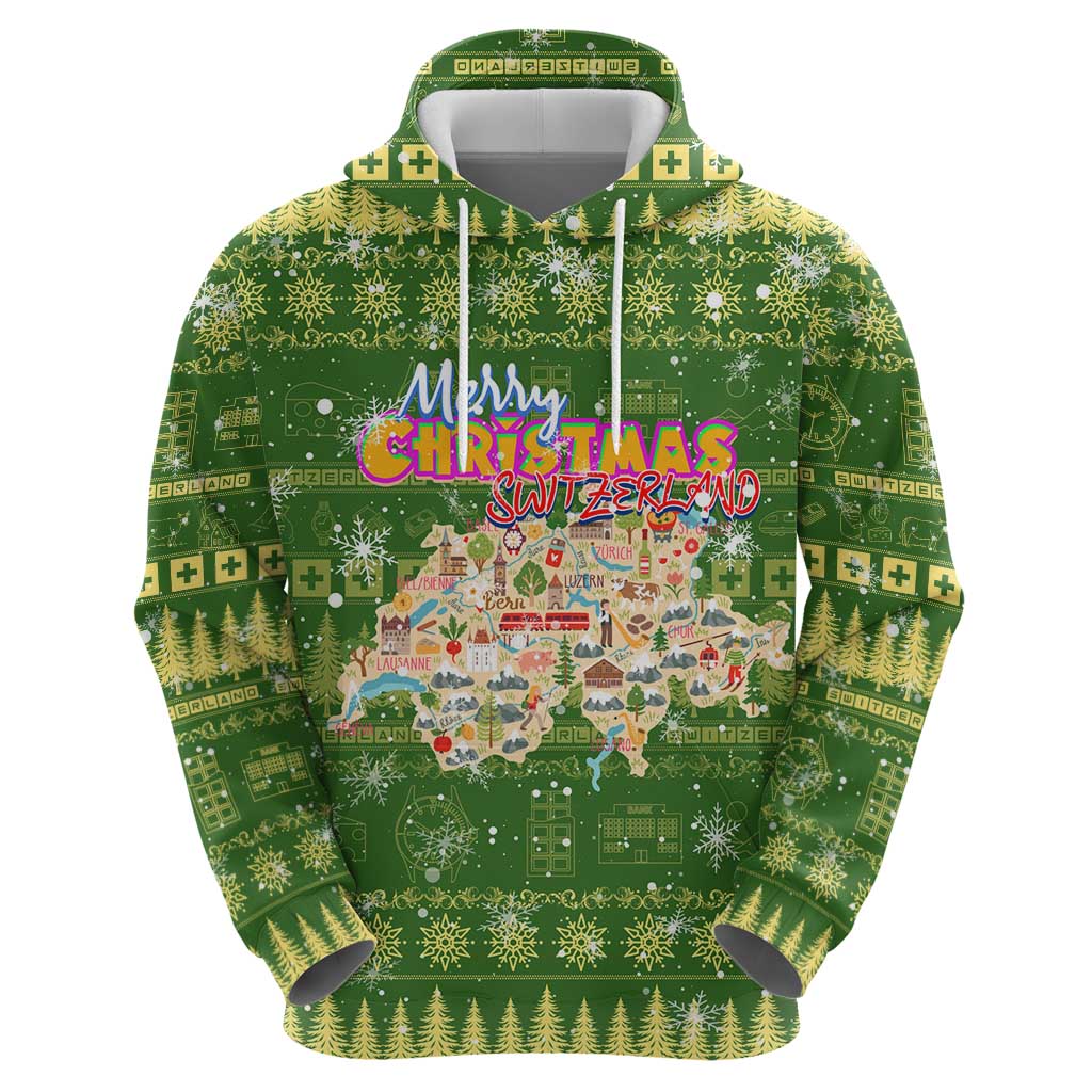 Merry Christmas Switzerland Zip Hoodie Xmas Travel Map - Wonder Print Shop