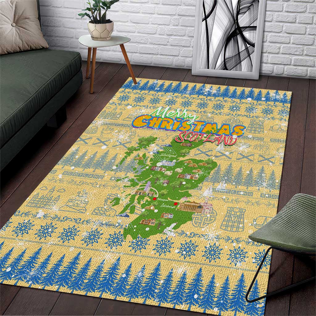 Merry Christmas Scotland Area Rug Xmas Travel Map - Wonder Print Shop