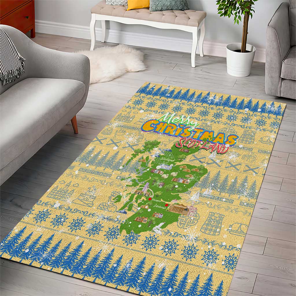 Merry Christmas Scotland Area Rug Xmas Travel Map - Wonder Print Shop