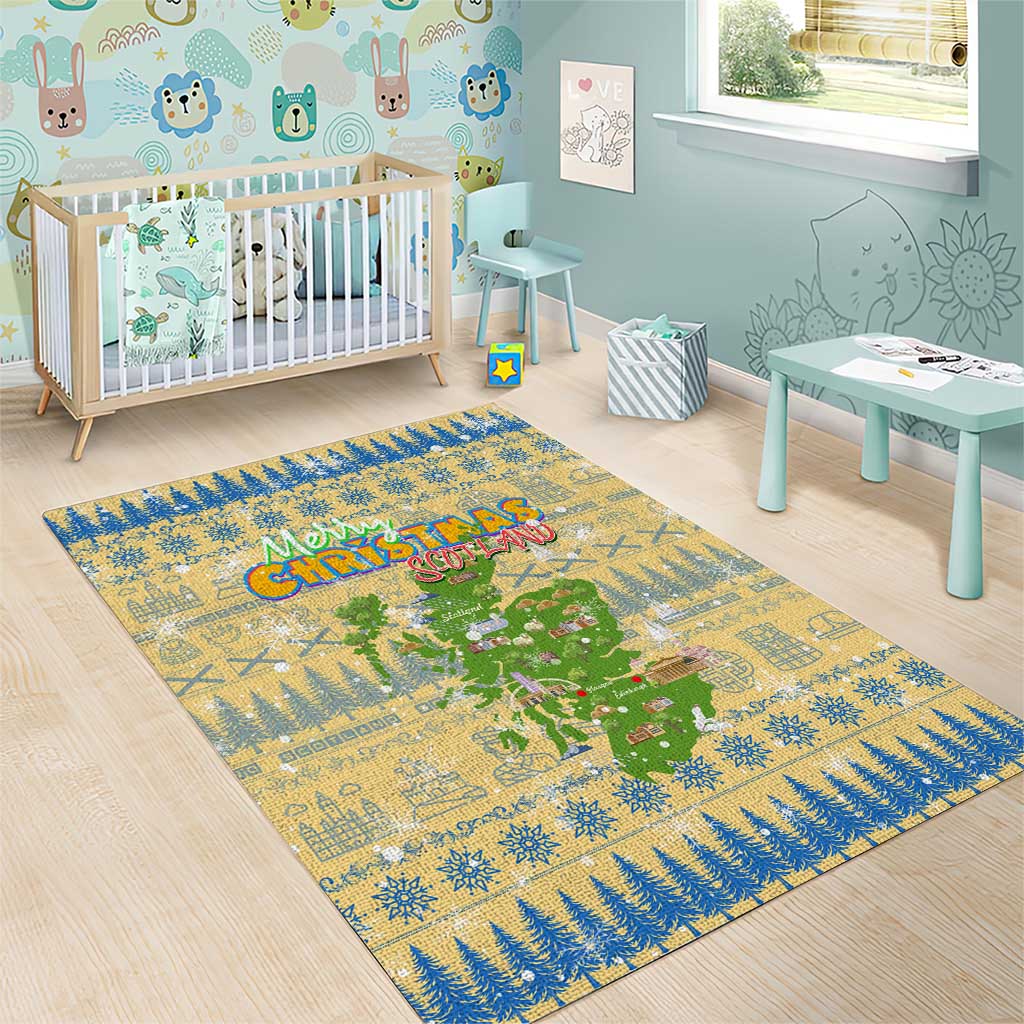 Merry Christmas Scotland Area Rug Xmas Travel Map - Wonder Print Shop