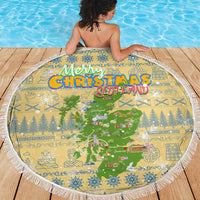 Merry Christmas Scotland Beach Blanket Xmas Travel Map - Wonder Print Shop