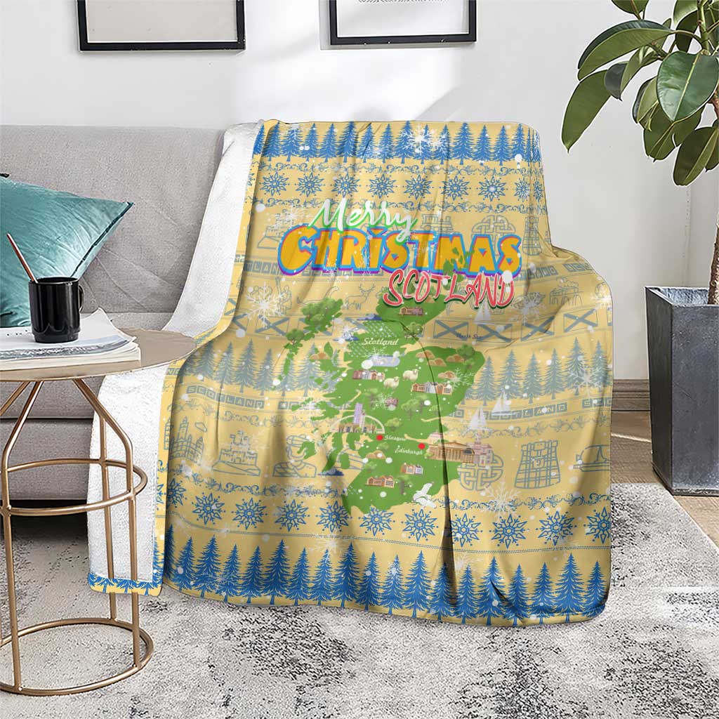 Merry Christmas Scotland Blanket Xmas Travel Map - Wonder Print Shop