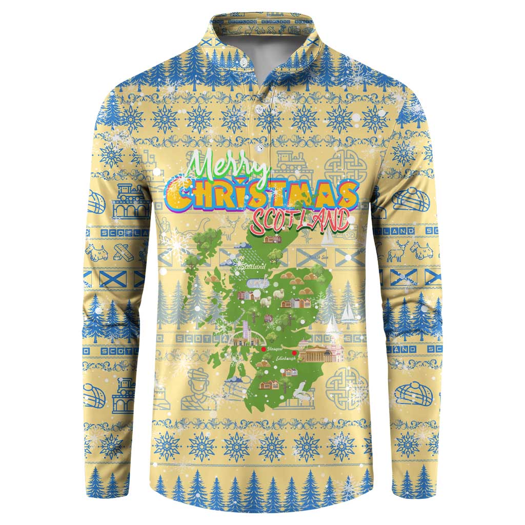 Merry Christmas Scotland Button Sweatshirt Xmas Travel Map - Wonder Print Shop