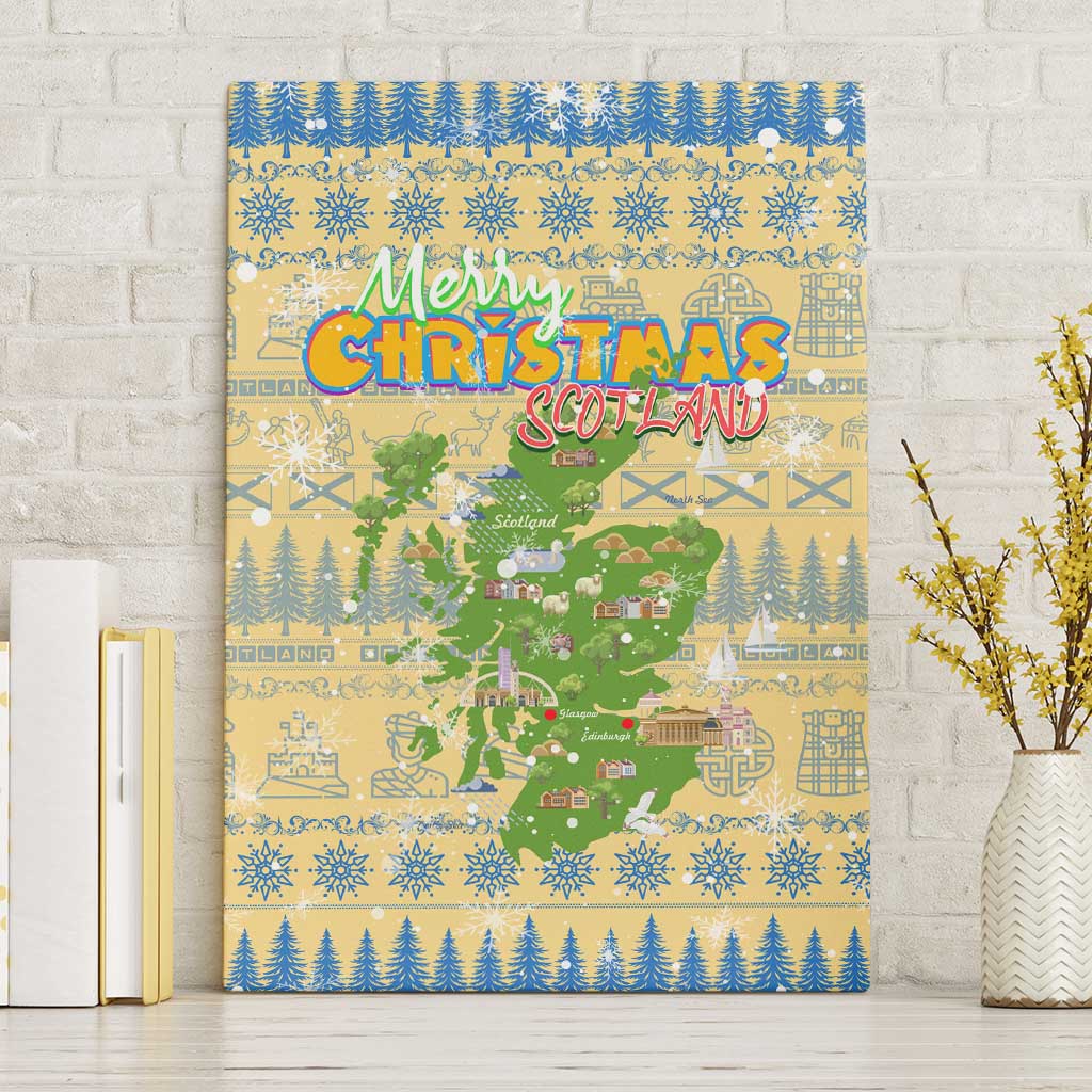 Merry Christmas Scotland Canvas Wall Art Xmas Travel Map - Wonder Print Shop
