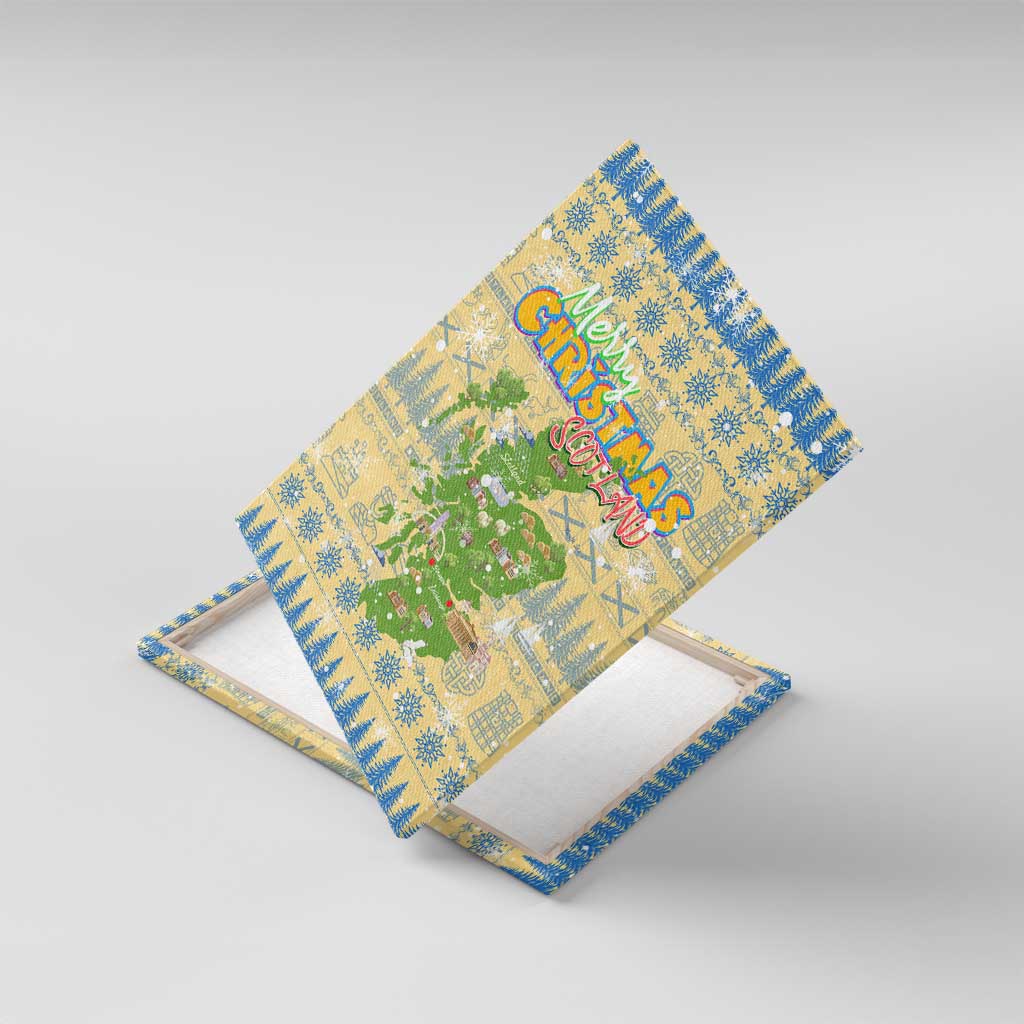 Merry Christmas Scotland Canvas Wall Art Xmas Travel Map - Wonder Print Shop