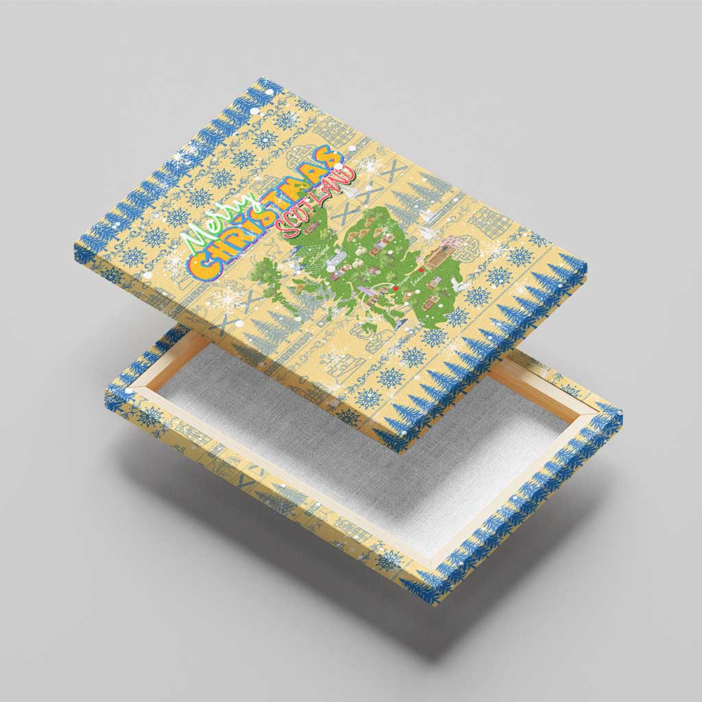 Merry Christmas Scotland Canvas Wall Art Xmas Travel Map - Wonder Print Shop