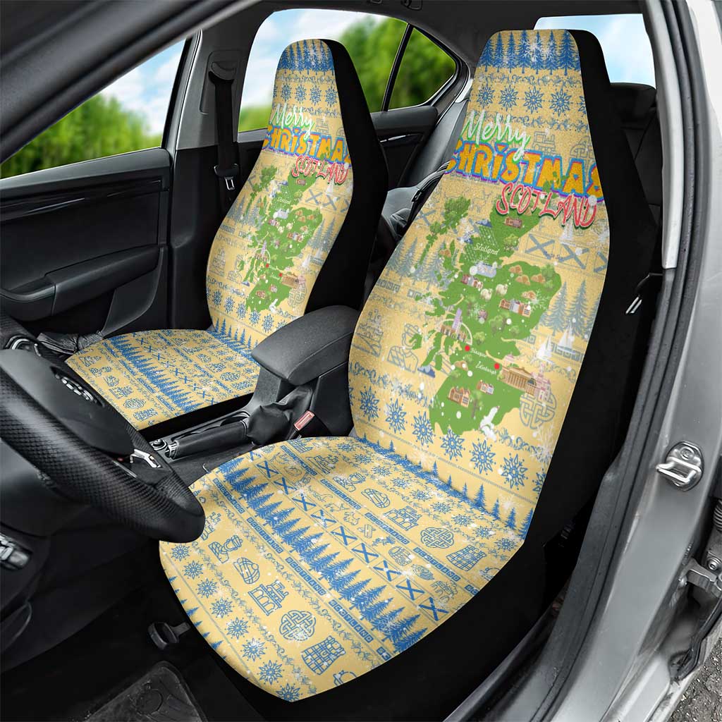 Merry Christmas Scotland Car Seat Cover Xmas Travel Map - Wonder Print Shop