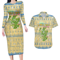 Merry Christmas Scotland Couples Matching Long Sleeve Bodycon Dress and Hawaiian Shirt Xmas Travel Map - Wonder Print Shop