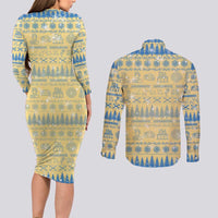 Merry Christmas Scotland Couples Matching Long Sleeve Bodycon Dress and Long Sleeve Button Shirt Xmas Travel Map - Wonder Print Shop