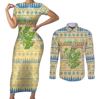 Merry Christmas Scotland Couples Matching Short Sleeve Bodycon Dress and Long Sleeve Button Shirt Xmas Travel Map - Wonder Print Shop