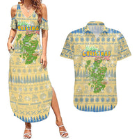 Merry Christmas Scotland Couples Matching Summer Maxi Dress and Hawaiian Shirt Xmas Travel Map - Wonder Print Shop
