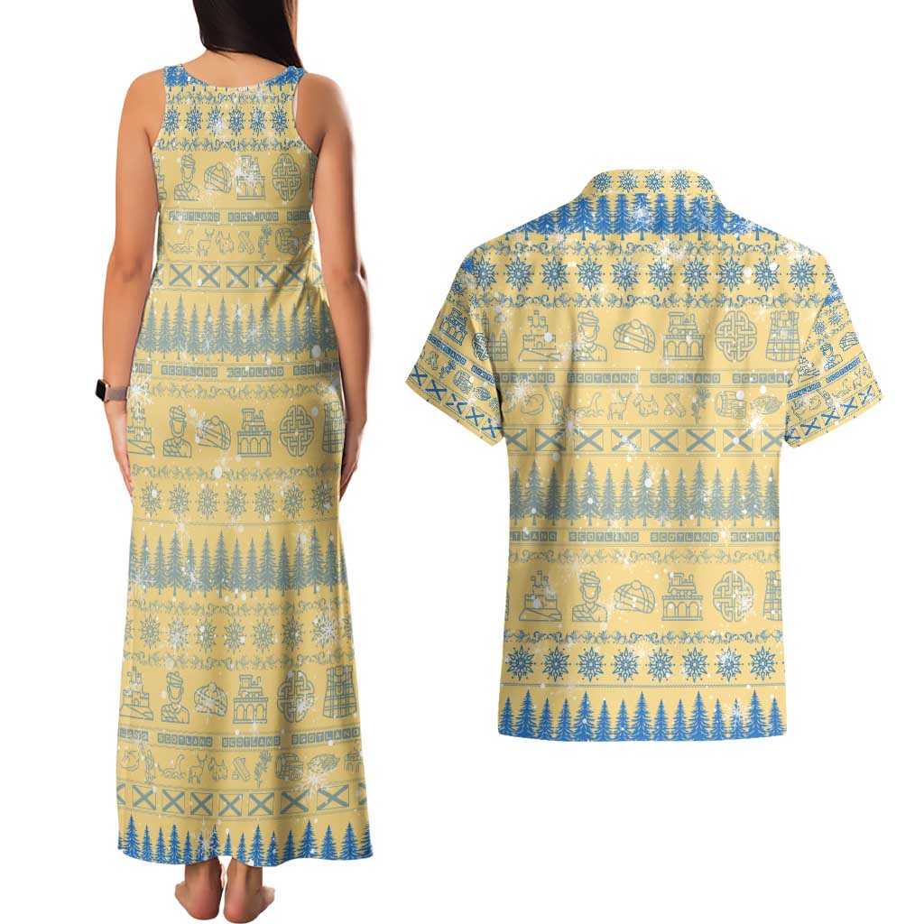 Merry Christmas Scotland Couples Matching Tank Maxi Dress and Hawaiian Shirt Xmas Travel Map - Wonder Print Shop
