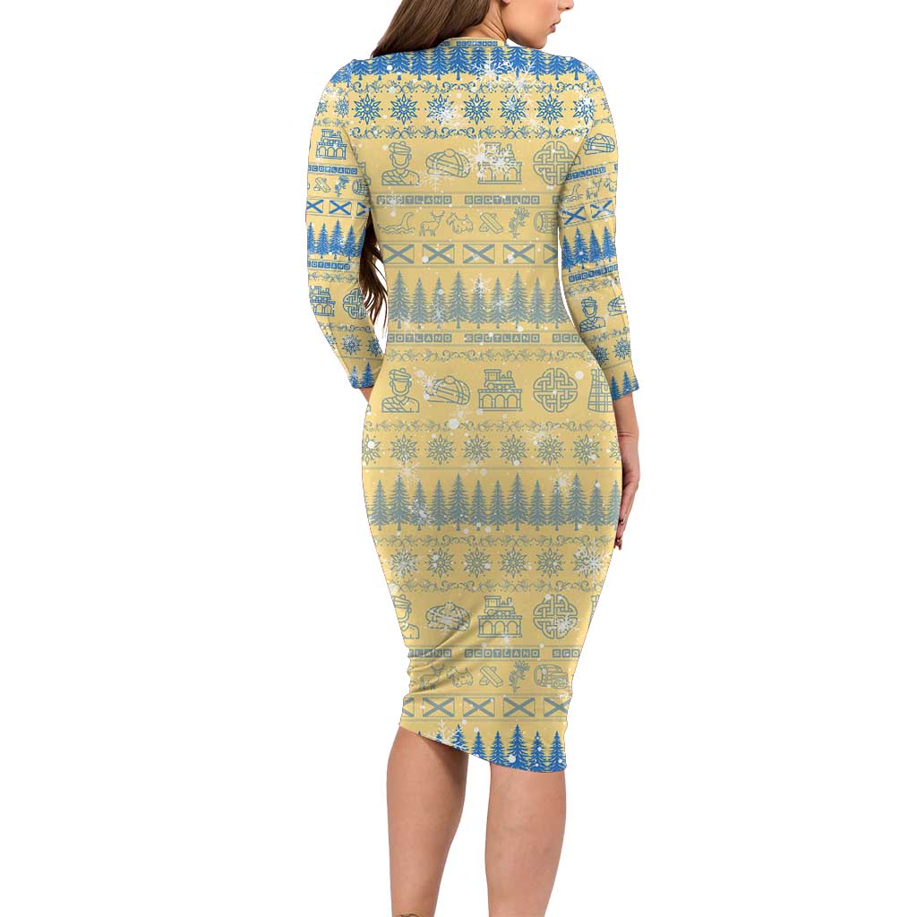 Merry Christmas Scotland Family Matching Long Sleeve Bodycon Dress and Hawaiian Shirt Xmas Travel Map - Wonder Print Shop