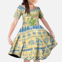 Merry Christmas Scotland Family Matching Off The Shoulder Long Sleeve Dress and Hawaiian Shirt Xmas Travel Map - Wonder Print Shop
