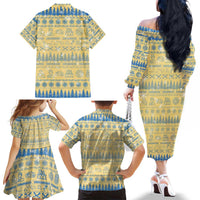 Merry Christmas Scotland Family Matching Off The Shoulder Long Sleeve Dress and Hawaiian Shirt Xmas Travel Map - Wonder Print Shop