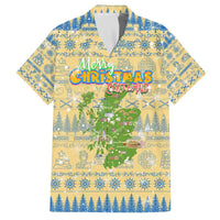 Merry Christmas Scotland Family Matching Off The Shoulder Long Sleeve Dress and Hawaiian Shirt Xmas Travel Map - Wonder Print Shop