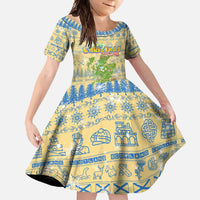 Merry Christmas Scotland Family Matching Off Shoulder Maxi Dress and Hawaiian Shirt Xmas Travel Map - Wonder Print Shop