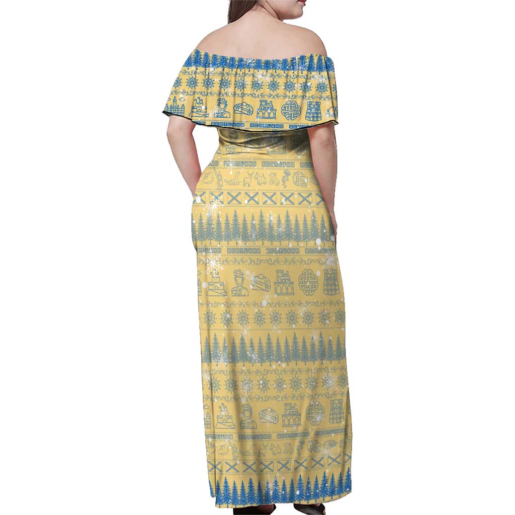 Merry Christmas Scotland Family Matching Off Shoulder Maxi Dress and Hawaiian Shirt Xmas Travel Map - Wonder Print Shop