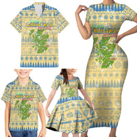 Merry Christmas Scotland Family Matching Short Sleeve Bodycon Dress and Hawaiian Shirt Xmas Travel Map - Wonder Print Shop