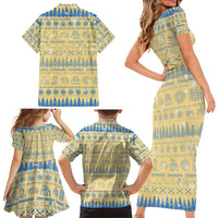 Merry Christmas Scotland Family Matching Short Sleeve Bodycon Dress and Hawaiian Shirt Xmas Travel Map - Wonder Print Shop