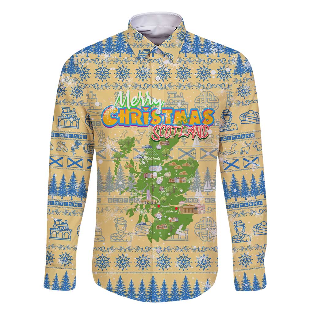 Merry Christmas Scotland Family Matching Short Sleeve Bodycon Dress and Hawaiian Shirt Xmas Travel Map - Wonder Print Shop