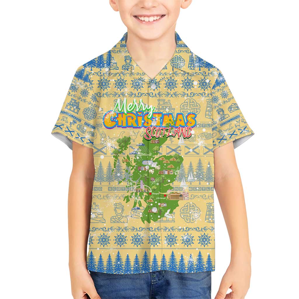 Merry Christmas Scotland Family Matching Summer Maxi Dress and Hawaiian Shirt Xmas Travel Map - Wonder Print Shop