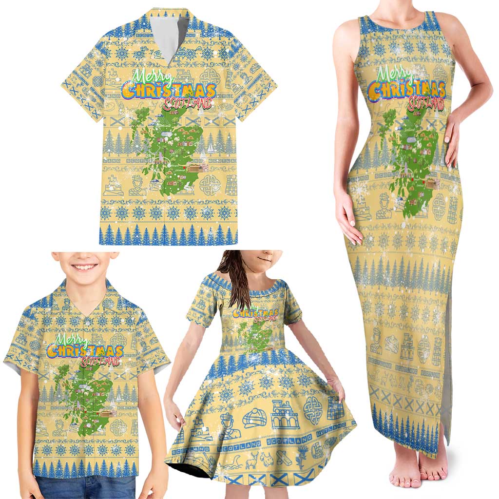 Merry Christmas Scotland Family Matching Tank Maxi Dress and Hawaiian Shirt Xmas Travel Map - Wonder Print Shop