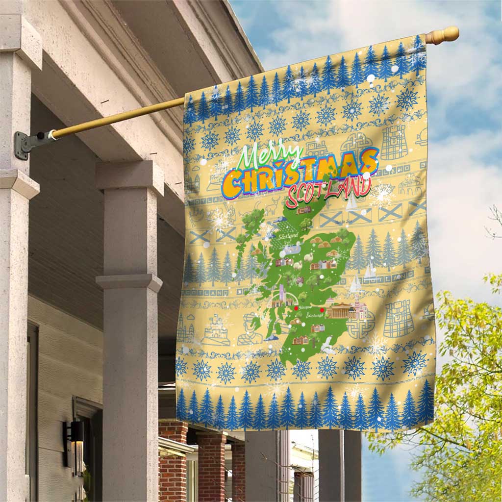 Merry Christmas Scotland Garden Flag Xmas Travel Map - Wonder Print Shop