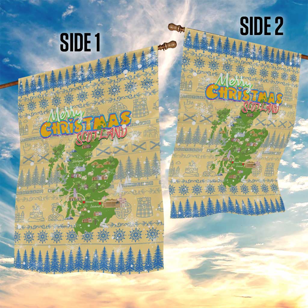 Merry Christmas Scotland Garden Flag Xmas Travel Map - Wonder Print Shop