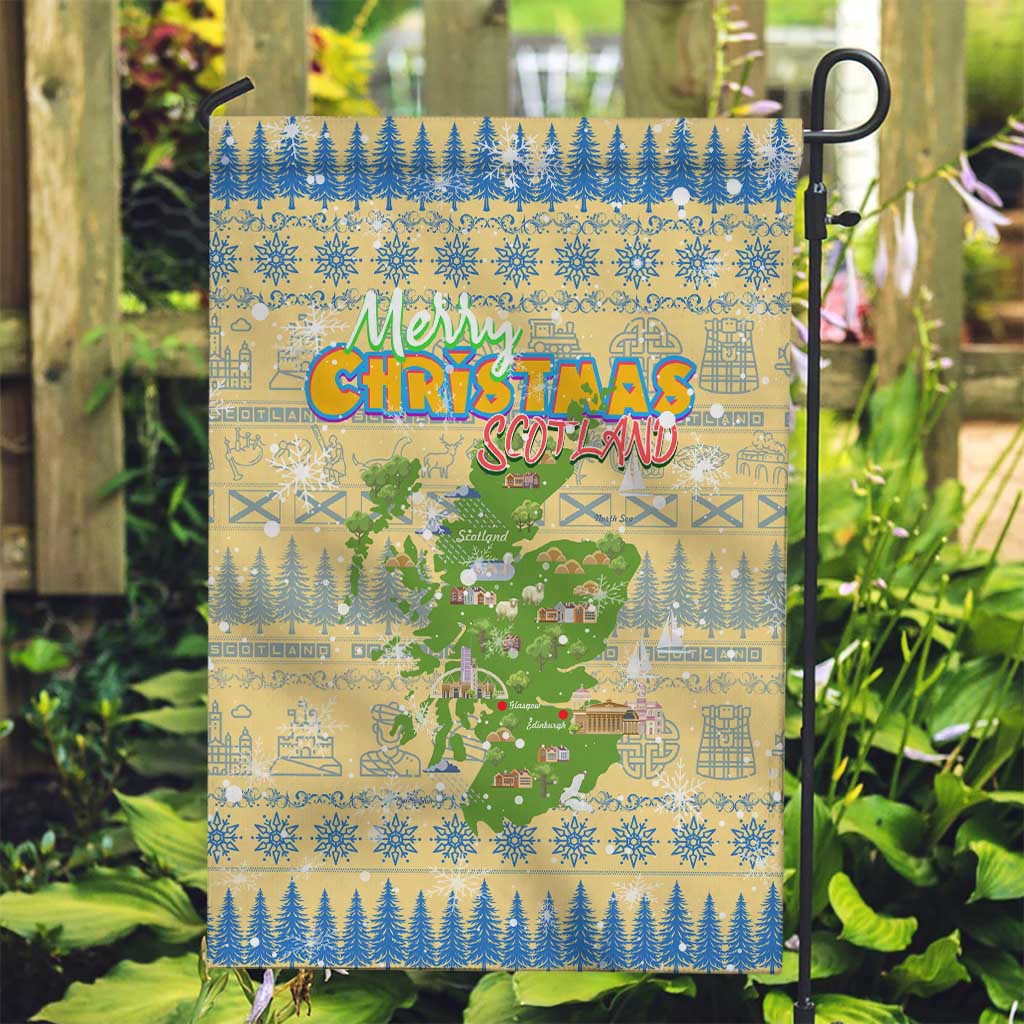 Merry Christmas Scotland Garden Flag Xmas Travel Map - Wonder Print Shop