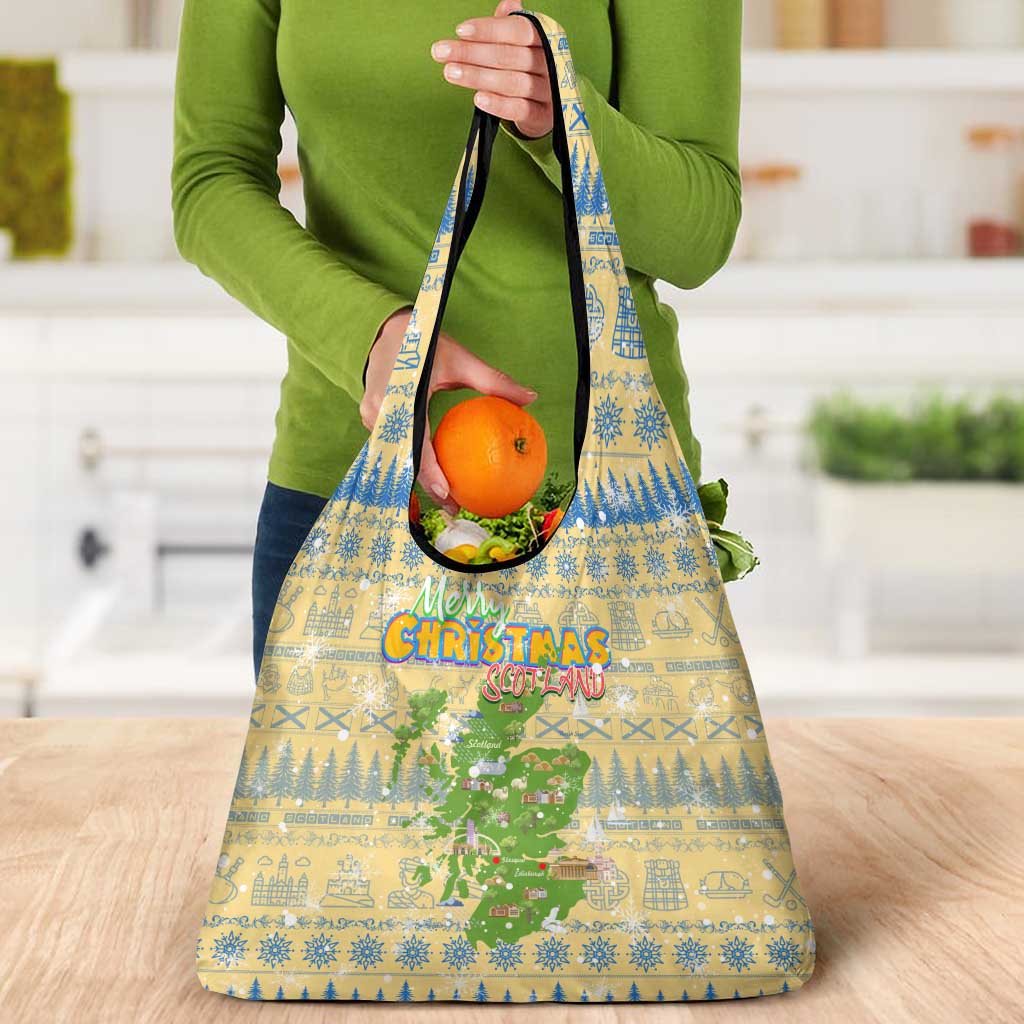 Merry Christmas Scotland Grocery Bag Xmas Travel Map - Wonder Print Shop
