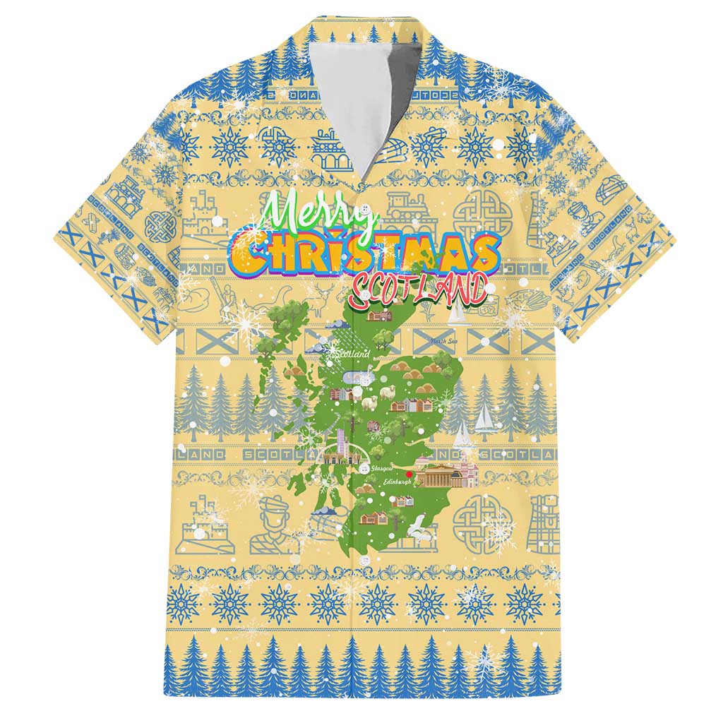 Merry Christmas Scotland Hawaiian Shirt Xmas Travel Map - Wonder Print Shop