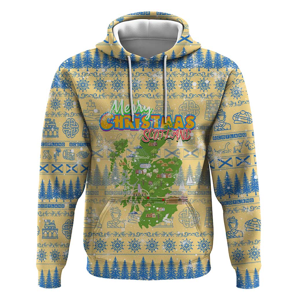 Merry Christmas Scotland Hoodie Xmas Travel Map - Wonder Print Shop