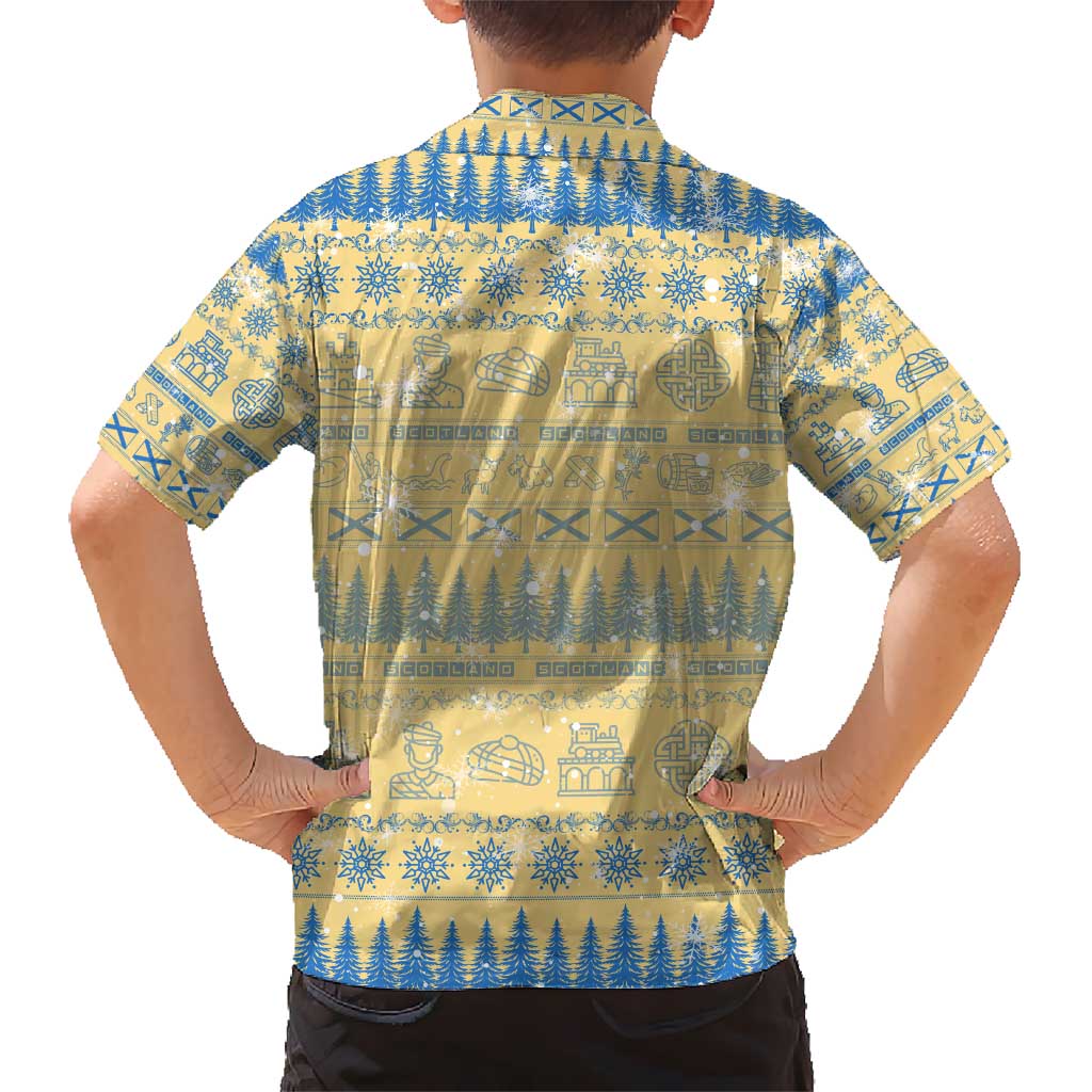 Merry Christmas Scotland Kid Hawaiian Shirt Xmas Travel Map - Wonder Print Shop